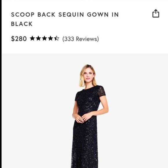 Adrianna Papell Long Scoop Back Sequin Gown in Black - Picture 1 of 5